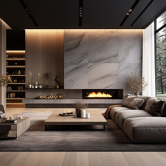 Modern interior design for a living room HD minimalism, generative ai