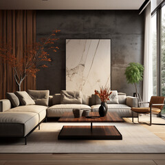 Modern interior design for a living room HD minimalism, generative ai