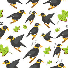 Black Parrot Seamless Pattern