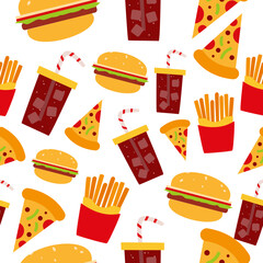 Burger & Softdrink Seamless Pattern
