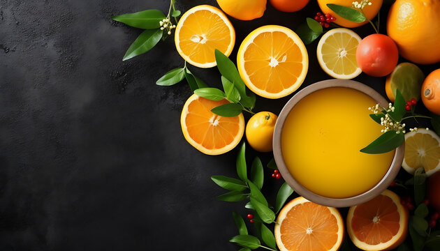 Professional food photography - fresh oranges on a black background © Scott