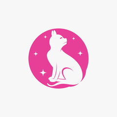 Cat logo design vector illustration with creative element concept