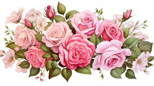 Flower arrangement made with roses isolated. Clip art image for design