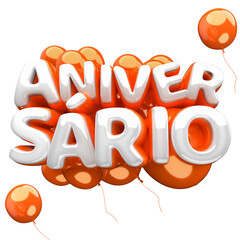 ANIVERS&Aacute;RIO SELO 3D COM CORA&Ccedil;&Otilde;ES LARANJADO
