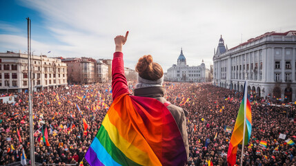 Heated street protests for LGBT rights, press photo - obrazy, fototapety, plakaty