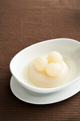 chilled sweet lychee peach pudding jelly