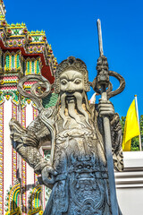Warrior Guardian Ceramic Gate Entrance Wat Pho Temple Bangkok Thailand