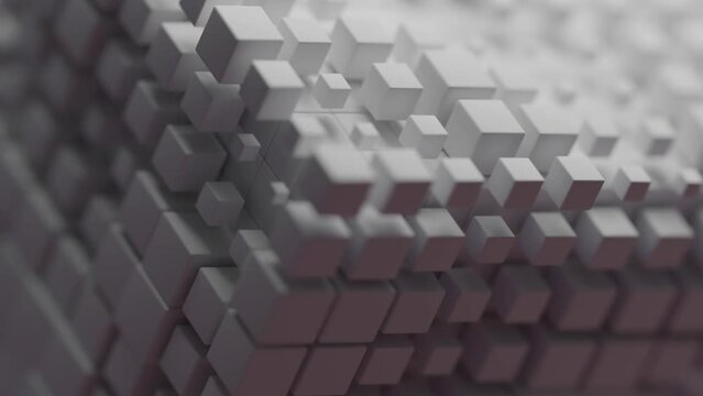  Dive into the world of 3D dynamic cubes Background. Witness a systematic, synchronized dance that creates a captivating background experience. White CGI 3D Cube Background