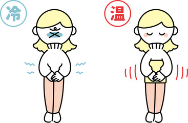 冷え症対策をする女性