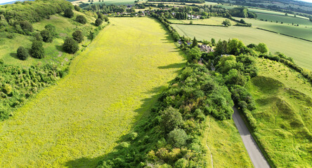 Most Beautiful Aerial Wide Panoramic View of British Landscape of England UK