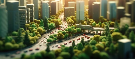 miniature modern green city concept - obrazy, fototapety, plakaty