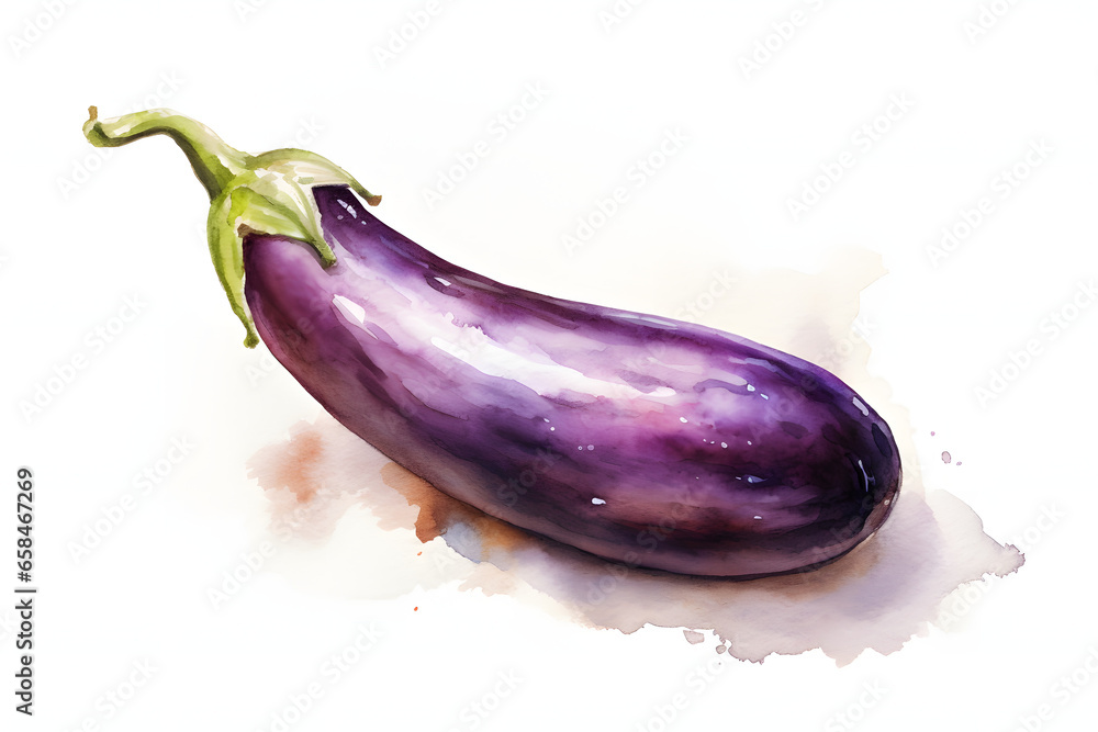 Canvas Prints Eggplant Watercolor Art Style