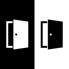 black and white door icon