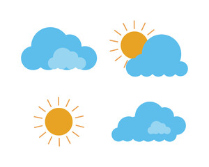 Set of weather icons over white background. Vector illustration. Colorful blue design.