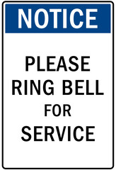 Ring bell for service sign