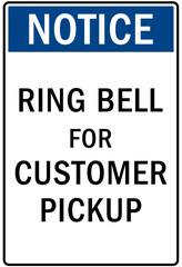 Fototapeta premium Ring bell for service sign ring bell for customer pickup