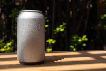 aluminum drink can mockup with space for text