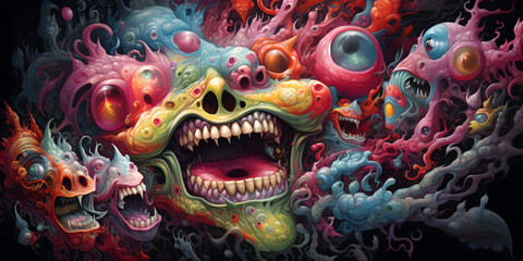 Colorful art of monster face