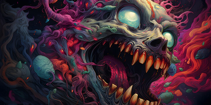 Colorful art of monster face