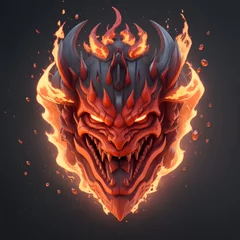 Fotobehang fire devil head mascot, for t-shirts, banners and esports game logos, AI generated © HENI