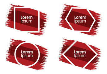 set of red brush frame vector illustration