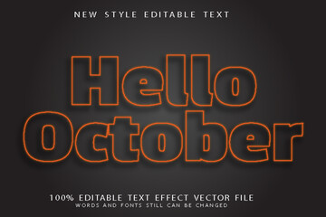 hello october editable text effect emboss modern style