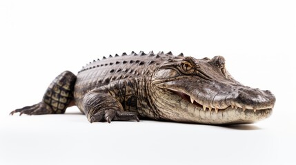 A crocodile on a white background - obrazy, fototapety, plakaty