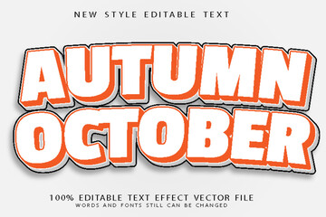 autumn october editable text effect emboss modern style - obrazy, fototapety, plakaty