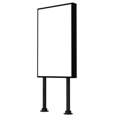 Blank street shop advertisement signs. Mockup of street store template signboard , Metal cafe restaurant bar plastic badge black white, 3D illustration