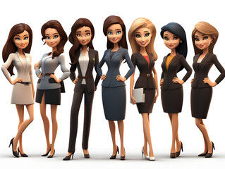 Cartoon 3d of business women isolated on white