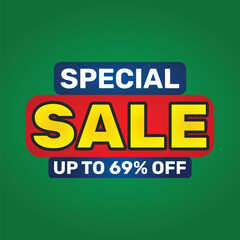 69 percent sale off vector illustration isolated on white background.