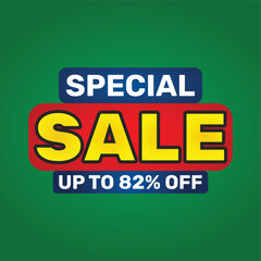 82 percent sale off vector illustration isolated on white background.