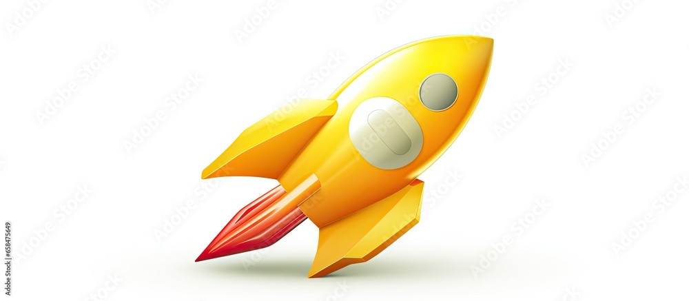 Poster isolated rocket icon on white background representing developer concept and accelerator booster