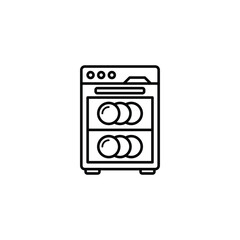 Black line dishwasher icon vector illustration