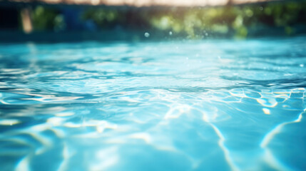 Fototapeta na wymiar Close up clear blue water in the pool