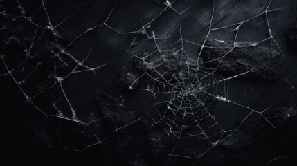Spider webs on a black background