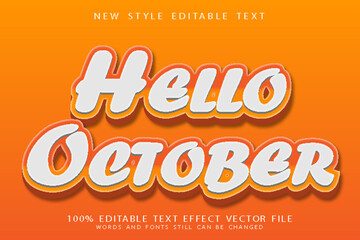 Obraz premium hello october editable text effect emboss modern style