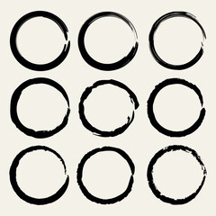 grunge textured hand drawn elements scribble circles set, vector illustration.
