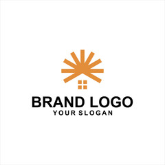 solar home orange logo vector