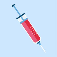 Vector plastic medical syringe on white