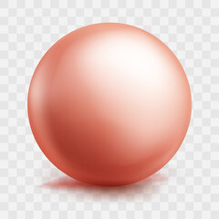 Vector pastel red ball realistic glossy 3d sphere ball isolated geometric figure of round sphere on white