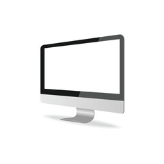 Modern realistic monitor with blank screen computer,Empty display isolated.Tilted mock up on a white background