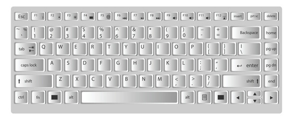 White computer keyboard isolated on white background and office equipment