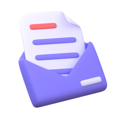 3D document file icon. Office business element.