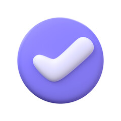 3D check mark icon. Office business element.