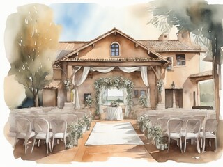 Obraz premium Rustic Elegance: Loose Watercolor Wedding Illustration