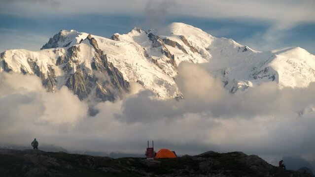 View over the French Alps around Mont Blanc above Chamonix Time-Lapse