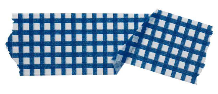 blue patterned sticker paper tape isolated on transparent background.