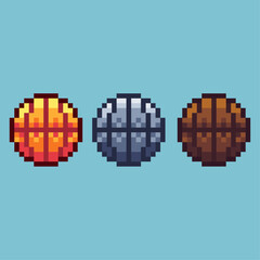Pixel art sets of ball toy with variation color item asset. Simple bits of ball on pixelated style. 8bits perfect for game asset or design asset element for your game design asset