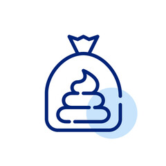 Dog poop in a plastic bag. Clean after your dog. Pet owner rules. Pixel perfect, editable stroke icon